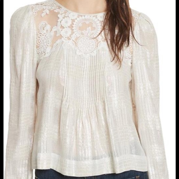 Veronica Beard Tops - Veronica Beard silver & lace peasant top ❤️